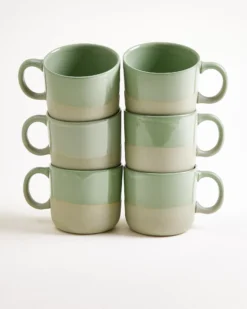 Seda - Set of 6 Mugs small sage green
