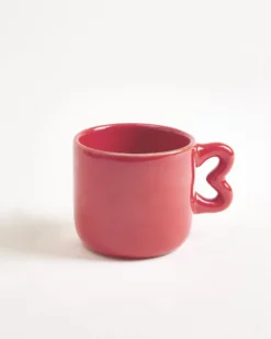 Seia Mug & Saucer Heart Burgundy