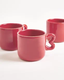 Seia Mug & Saucer Heart Burgundy