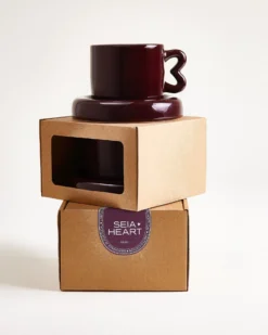 Seia Mug & Saucer Heart Burgundy