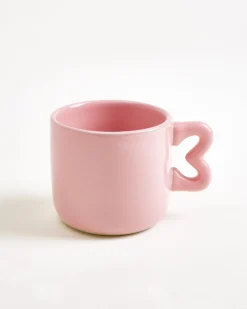 Seia Mug & Saucer Heart Pink Red