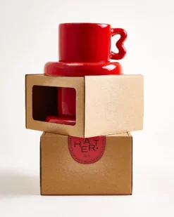 Seia Mug & Saucer, Heart, Red