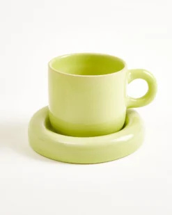 Seia mug & saucer lime