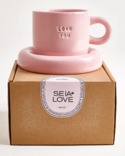 Seia Mug & Saucer Love Pink