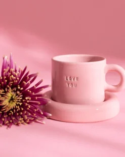 Seia Mug & Saucer Love Pink
