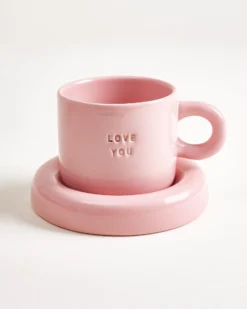 Seia Mug & Saucer Love Pink