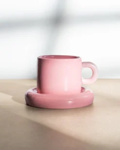 Seia mug & saucer pink