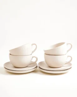 Sintra - Small cappuccino cup & saucer classic sand Set of 4