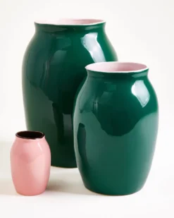 Sombra vase L dark green rose