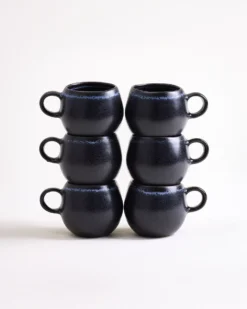 Turmalina - Set of 6 espresso mugs black
